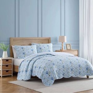 King Peony Garden Blue Quilt Set Laura Ashley Charming NWT